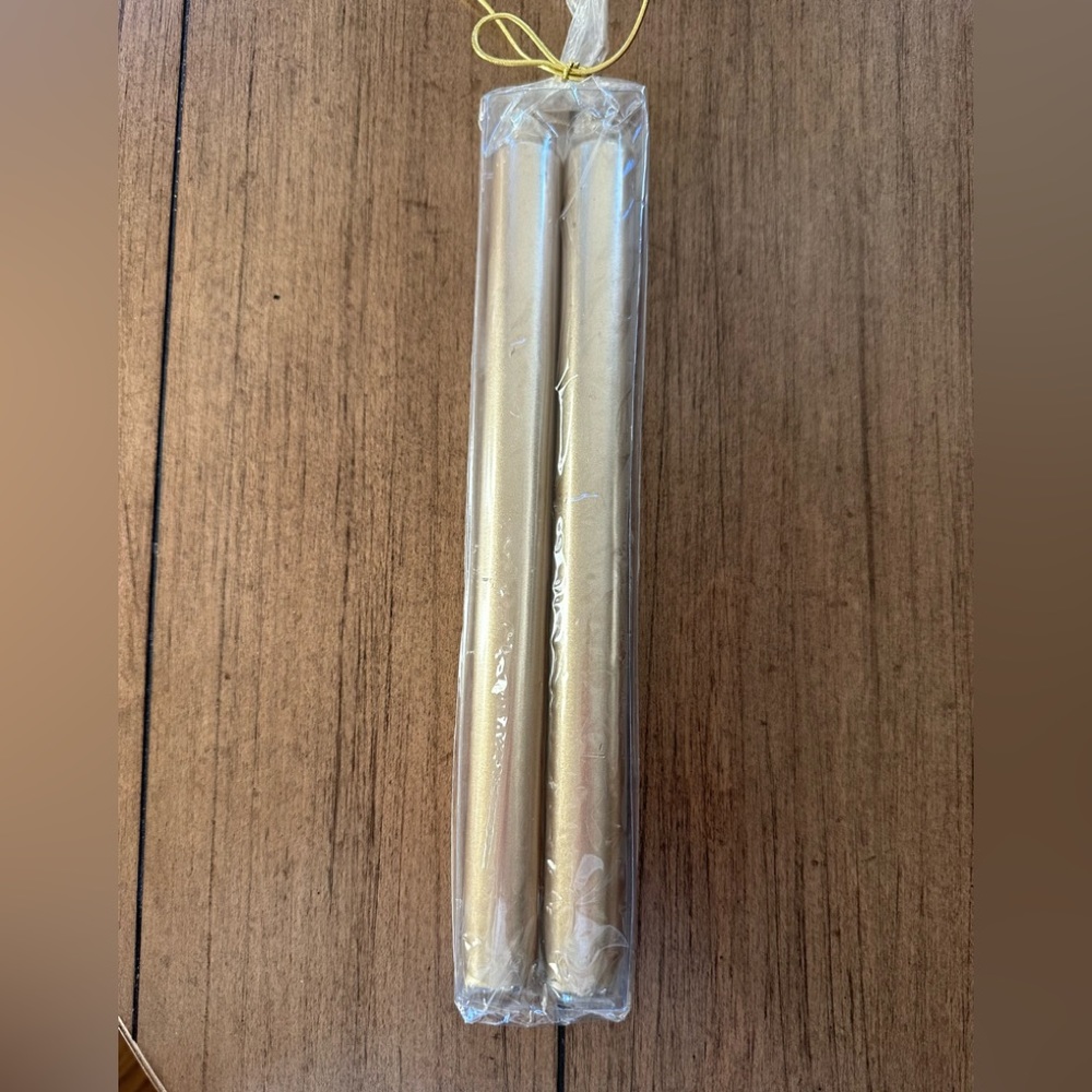 Pottery Barn 2 packs of two gold pearl taper candles. ⭐️NWT⭐️